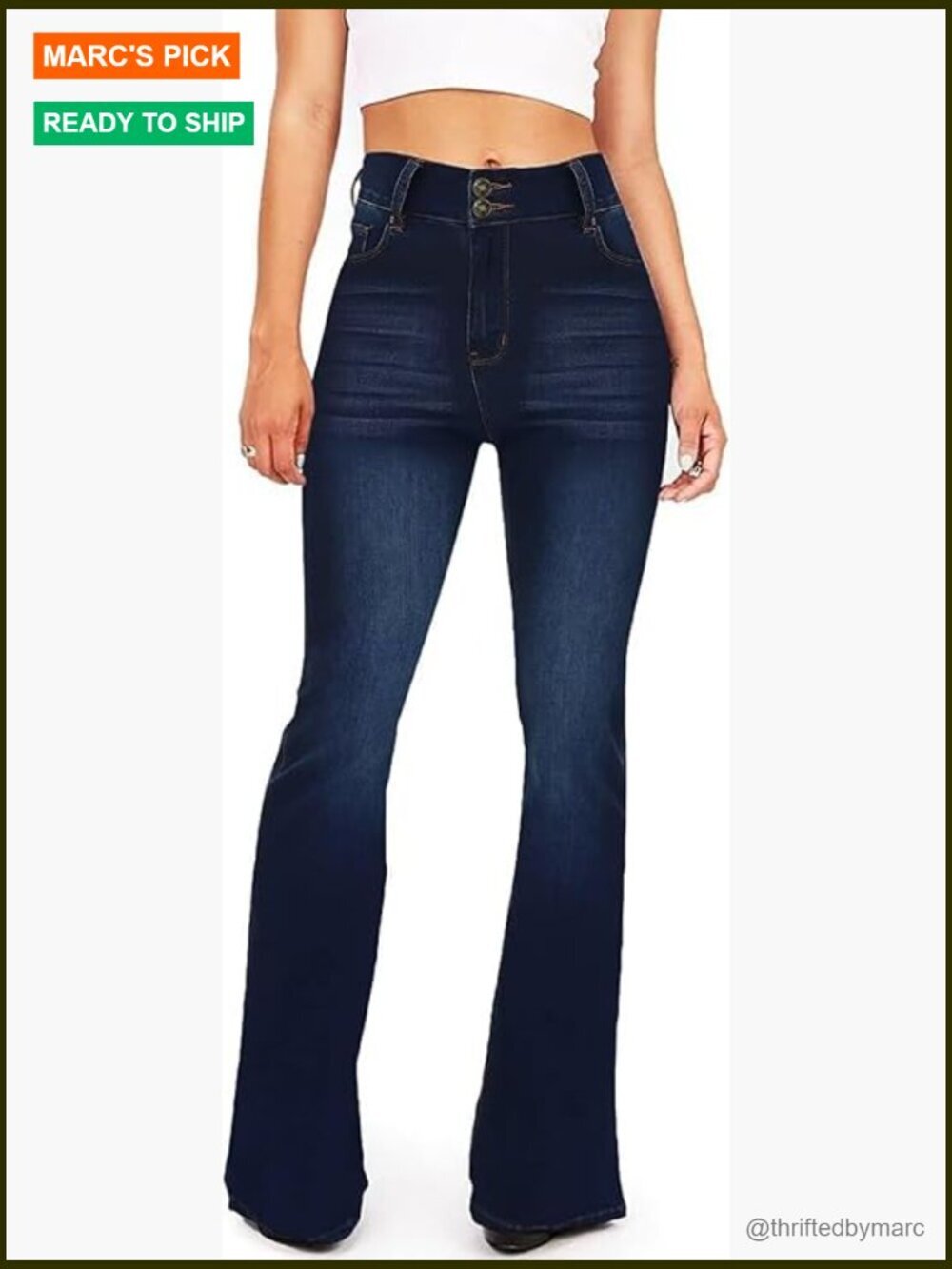 High Waisted Flare Jeans with Belt, Stretch Wide Leg Boot Cut